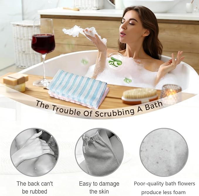 3PCS Exfoliating Shower Towel,2026 New Premium Scrub Wash Back Bath Cloth for Body Face,Exfoliating Washcloth Back Body Scrubber for Home（#Striped）
