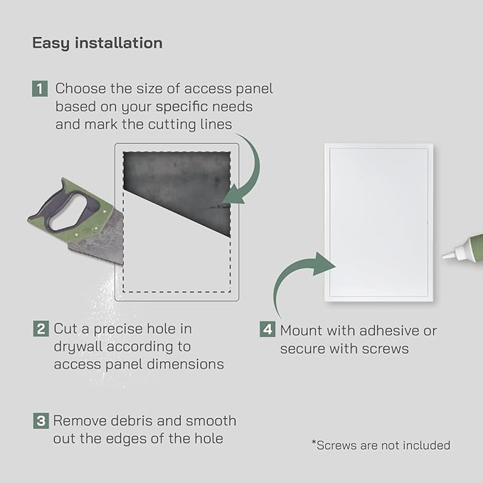 Vent Systems 16'' x 24'' Inch White Metal Access Panel with Click Function - Easy Access Doors - Access Panel for Drywall Wall Ceiling - Electrical and Plumbing Service Door - Crawl Space Doors