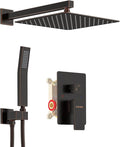 KOJOX Oil Rubbed Bronze Shower System with High Pressure 12 Inch Rainfall Shower Head, Handheld Shower head and Shower Faucet Trim valve, Bathroom Luxury Rain Mixer Shower Set Wall Mounted