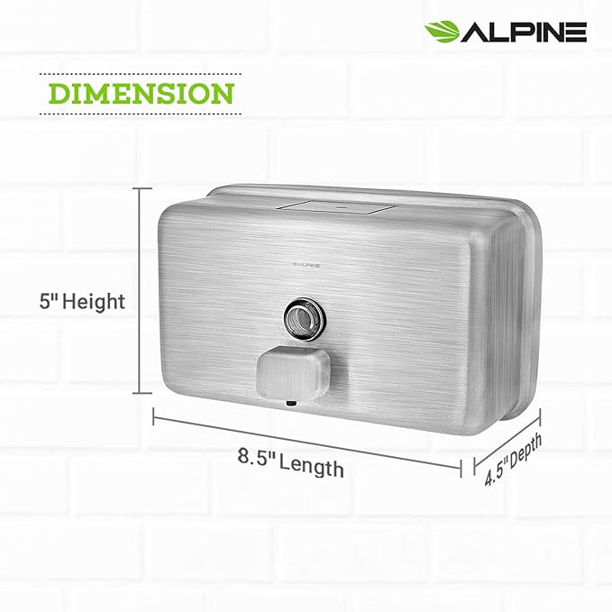 Alpine Wall Mounted Stainless Steel Liquid Soap Dispenser