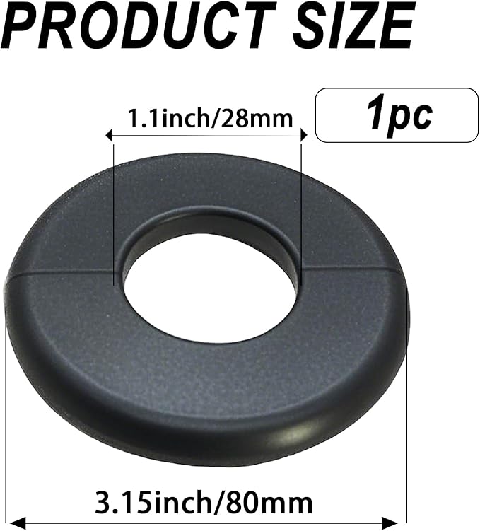 Wall Split Flange 1 Piece, Pipe Cover Decoration Fit 1.1 inch Outer Diameter Pipe, ABS Round Self-Adhesive Escutcheon Plate, Buckles Design Split Plumbing Cover Plates, Black (28mm)