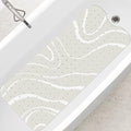 SHUCHING White Minimalist Lines Bath Mat for Tub Non Slip-40 X 16Inch, Bathtub Mat Anti Slip, Extra Long Shower Mat for Bathroom Mold Free, Machine Washable