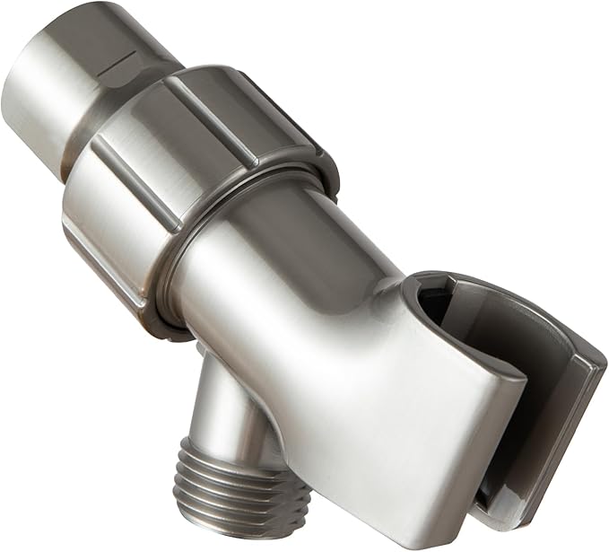 OFFO Shower Head Holder with Solid Metal Ball for Handheld Shower Head, Brushed Nickel Adjustable Shower Arm Mount for Connecting Shower Arm and Shower Hose, 1/2 in IPS Female Inlet and Male Outlet