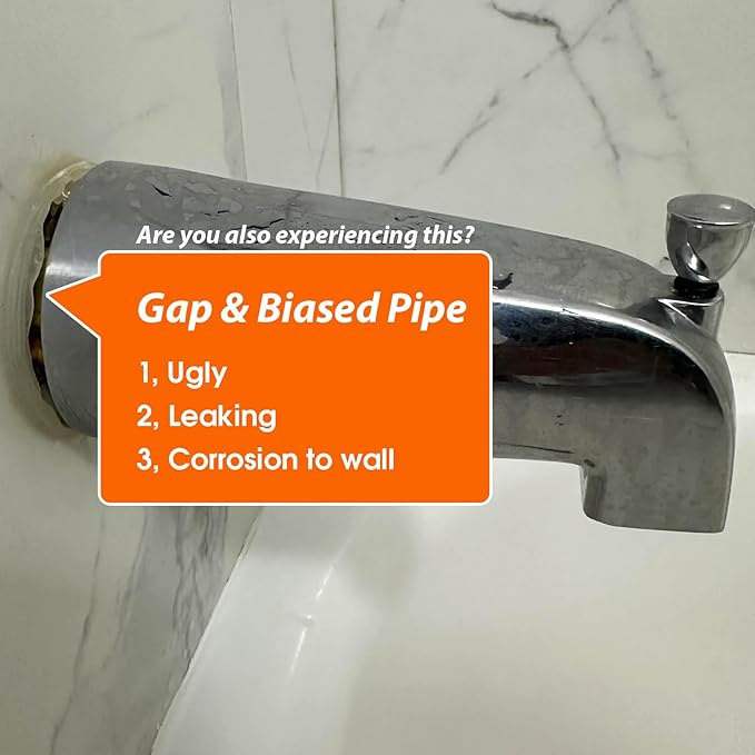 1/4" Thick SUS304 Tub Spout Cover Ring, Bathtub Faucet Surround Sealing Spacer Plate, Bath Shower Remodel Trim Faceplate Gasket (Chrome)