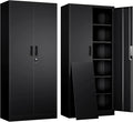 Metal Storage Cabinet, 71 Inch Tall Metal Storage Cabinet with Doors and Shelves, Pantry Cabinets for Kitchen Storage, Garage Cabinet for Living, Dining Room, Assemble Required
