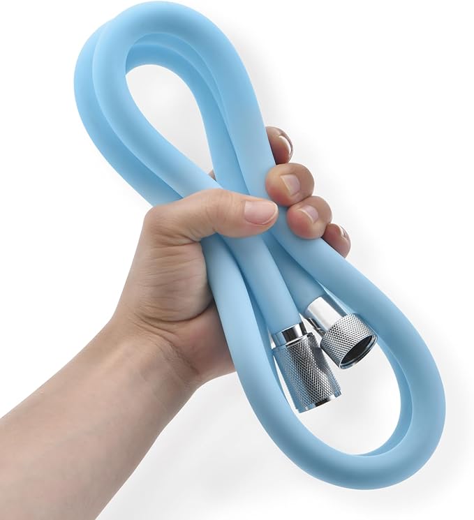 Silicone Shower Hose Extra Long,Explosion Proof Anti Winding Showerhead Hose,Used In Showerheads Spray Bidet Bathing Toilet Cleaning Flexible RV Shower Hoses Replacement (Blue, 59 In)
