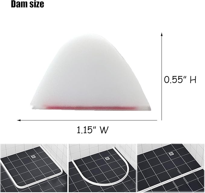 1/2" High Collapsible Shower Threshold Water Dam Barrier 39" Shower Water Stopper Barrier Shower Splash Guard For Walk In Shower Water Guard Suitable For Bathrooms Kitchens To Block Water Flow White