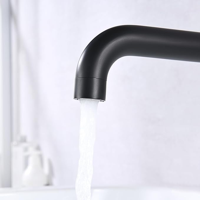 SUMERAIN Wall Mount Bathtub Faucet Set Long Spout Tub Filler High Flow Rate Black and Gold Finish