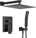 Rain Shower System 12 Inches Shower Combo Set Oil Rubbed Bronze Wall Mount Faucet Bathroom Faucets with Rainfall Shower Head and Hand Shower