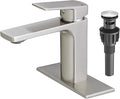 VOTON Brass Bathroom Faucet, Brushed Nickel Finish, Single Handle, 1 or 3 Hole Installation, Pop-up Drain, Flexible Hoses