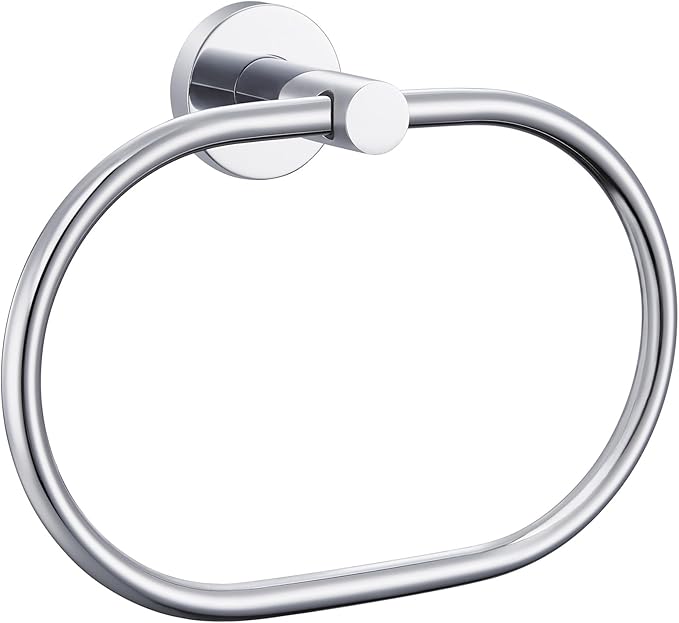 Angle Simple Towel Ring, Stainless Steel Swivel Hand Towel Holder Rack Hanger for Bathroom Kitchen Wall, Chrome