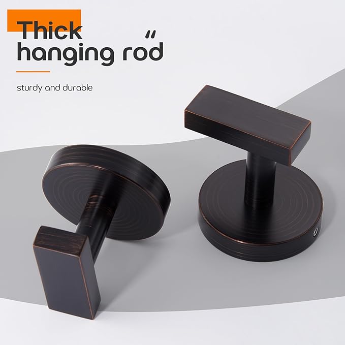 Robe Hook Bath Towel Hooks Stainless Steel Wall Hooks for Bathroom Kitchen Closet Garage Door Hanger Oil Rubbed Bronze 2 Pack, AN1001ORB-P2