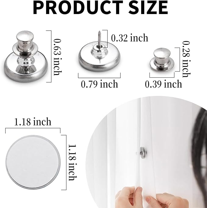 Curtain Magnets, Kaluofan 20Pairs Curtain Magnets Closure with 20Pairs Self-Adhesive Patch, Magnetic Curtain Clips Prevent Light Leaking, Keep Curtain Closed for Home Bedroom Bathroom Office Draperies