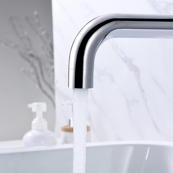 SUMERAIN Tub Filler Wall Mounted Tub Faucet High Flow Bathtub Faucet Chrome Finish with Rough in Valve, Extra Long Spout and Cross Handles