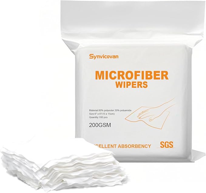 Microfiber Wipes 6"x6"(100 Pcs,Class 100, 200GSM) Superfine Lint Free Cloths Cleaning and Drying Cloths Reusable Ultra Absorbent for All Surface Types