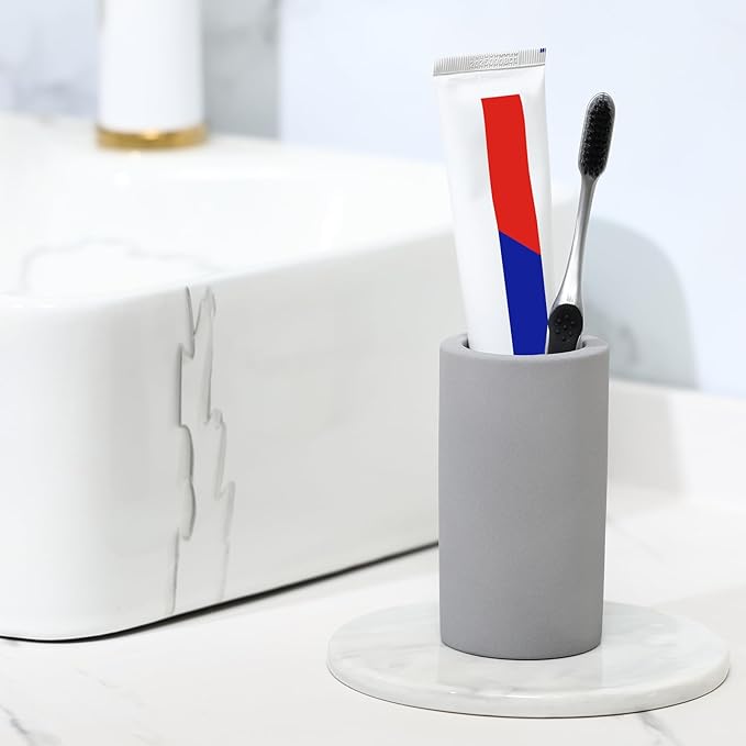 2Pcs Diatomite Toothbrush Holder for Bathroom Sink, Countertop Organizer, Quick Dry Stand Cup for Toothpaste, Razors, Makeup Brushes - Water-Absorbent & Quick-Drying (Dark Grey, Height 4.3")