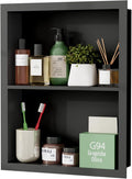 Stainless Steel Recessed Medicine Cabinet 14''*18'', Rust-Proof Metal Wall Niche, in Wall Shower Niche Shelf Insert Replacement, Recessed Medicine Cabinets for Drywall, Bathroom Storage, Black