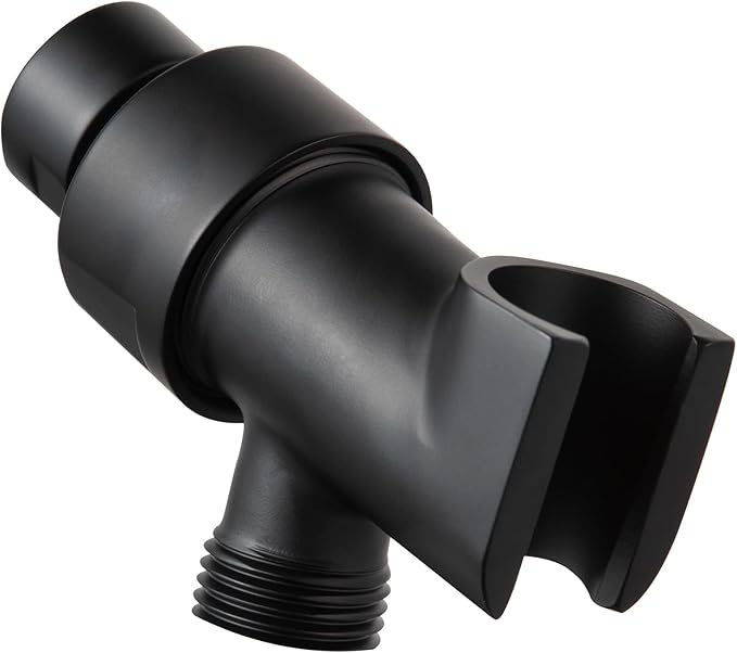 OFFO Shower Head Holder All Metal for Handheld Shower Head, Adjustable Shower Arm Mount with Solid Brass Pivot Ball, 1/2 in IPS Female Inlet and Male Outlet, Matte Black