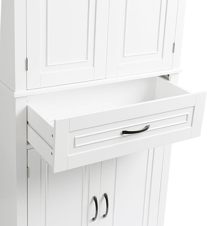 Favfurish 72" Tall Bathroom Storage Cabinet with Doors and Drawer,Modern Linen Cabinets w/Adjustable Shelves & Door Storage Rack,Freestanding Organizer for Bath Room,Study,Office,Kitchen White