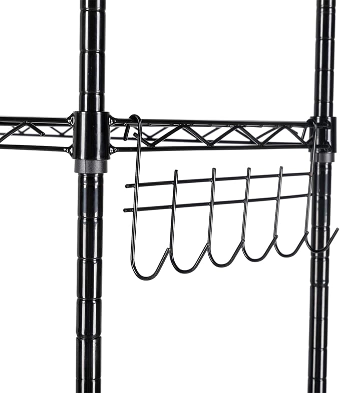 6 Tier Storage Racks Shelving, Heavy Steel Pantry Shelves, Adjustable Wire Shelving Rack with Wheels, Suitable for Garage, Kitchen, Bathroom, Office, 22" W x 12" D x 65" H, Black