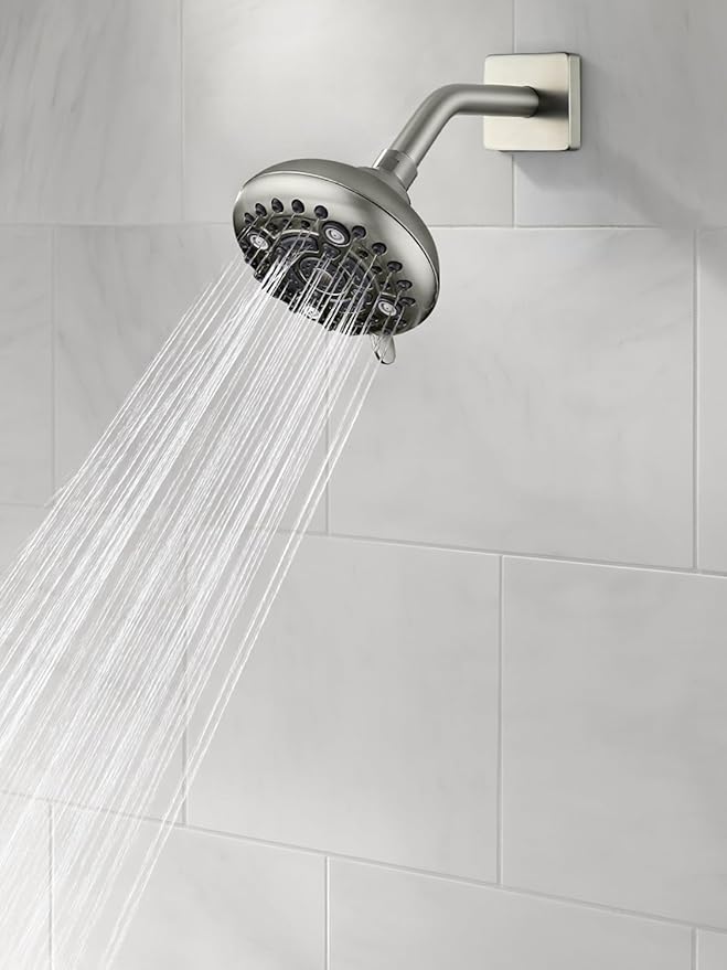 G-Promise All Metal 6-Inch Shower Arm with Flange, Wall-Mounted Stainless Steel Shower Pipe Replacement for Fixed and Handheld Shower Heads, Brushed Nickel