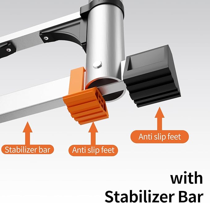 Telescoping Ladder,12.5FT Aluminum Multi-Purpose Collapsible Ladder with Stabilizers and Hooks,Jiashche Portable Extension Ladder for RV or Outdoor Work Silver,330lb Max Capacity