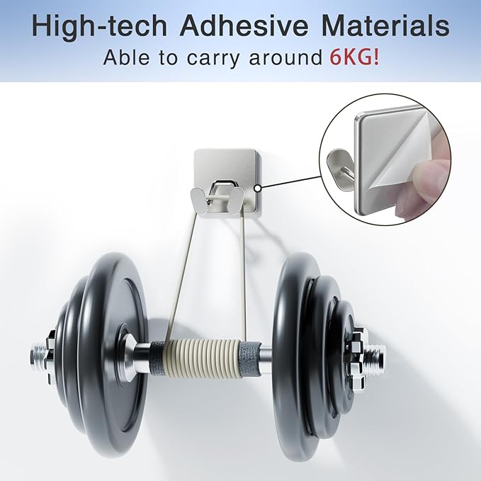 Shower Hooks for Inside Shower - Extra Sticky Stainless, Razor Holder Accessories, Wall Mounted Self-Adhesive Double Hooks for Razor, Loofah, Towel, Shaver, Coat, Key, Silver 6 Pack