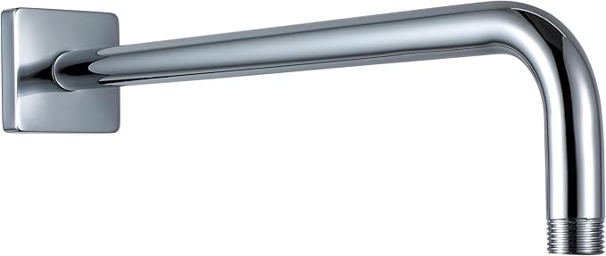 G-Promise All Metal 15.2-Inch Shower Arm with Flange, Wall-Mounted Stainless Steel 90 Degree Shower Extension Pipe Replacement for Fixed Shower Heads, Chrome