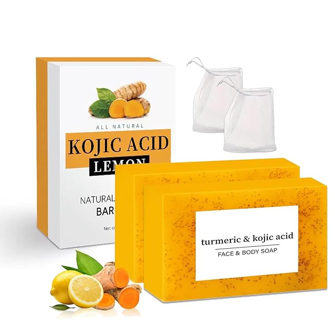 Kojic Acid & Turmeric Soap, Turmeric Kojic Acid Soap for Face and Body, Organic Daily Use Skin Care Soaps, Gentle Cleansing Suitable for All Skin Types (2pcs)