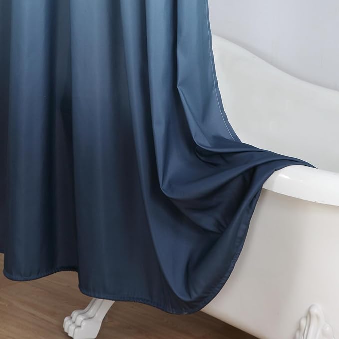90 Inch Fabric Shower Curtain, Extra Long Blue Ombre Shower Curtains for Bathroom, 72" W x 90" H
