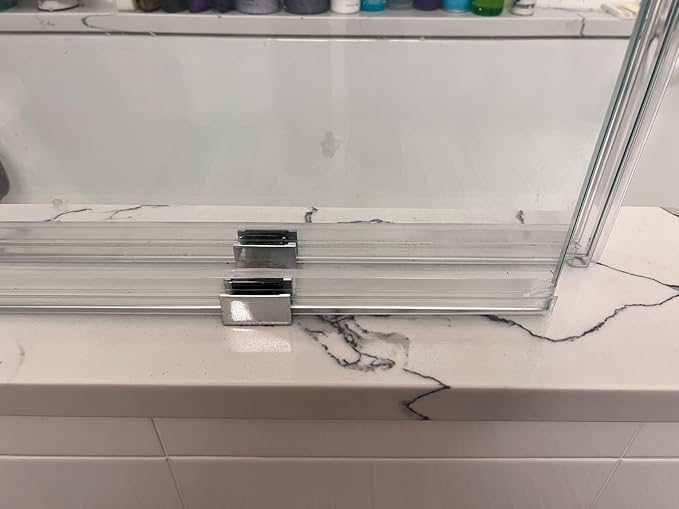 Bathroom Shower Glass Door Bottom Seal Strip, 2PCS 36 Inch Long Clear PVC Seal Strips for 1/4"(6mm) Thick Framless Glass Door Panel