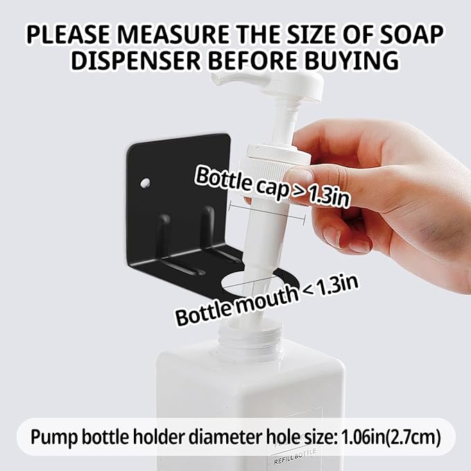3Pcs Resizable Soap Bottle Dispenser Holder Wall Mount for Shower, Soap Shampoo Lotion Dispenser Wall Mount Bottle Holder for Bathroom Kitchen with Screw Sets (3pcs Black)