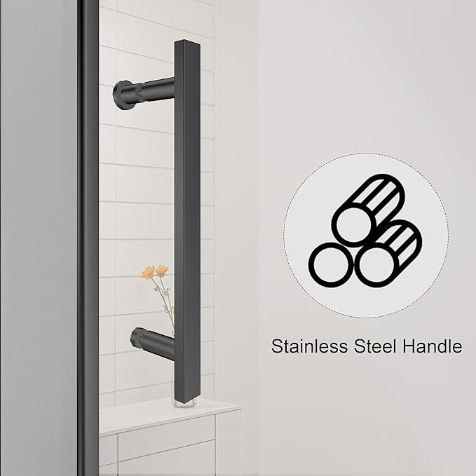 36-Inch Black Shower Door – 72" Height – 115° Opening (Left/Right) – Magnetic Seal – Aluminum Frame – Sliding/Walk-in Glass Enclosure – Tempered Glass
