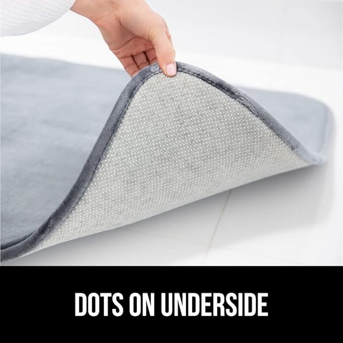 GORILLA GRIP Memory Foam Bath Rugs, Soft Absorbent Velvet Bathroom Mats, Durable Dots on Underside, Machine Washable Bathmat, Carpet Rug Room Decor for Shower Floor, 48x24 Mat, Graphite Gray