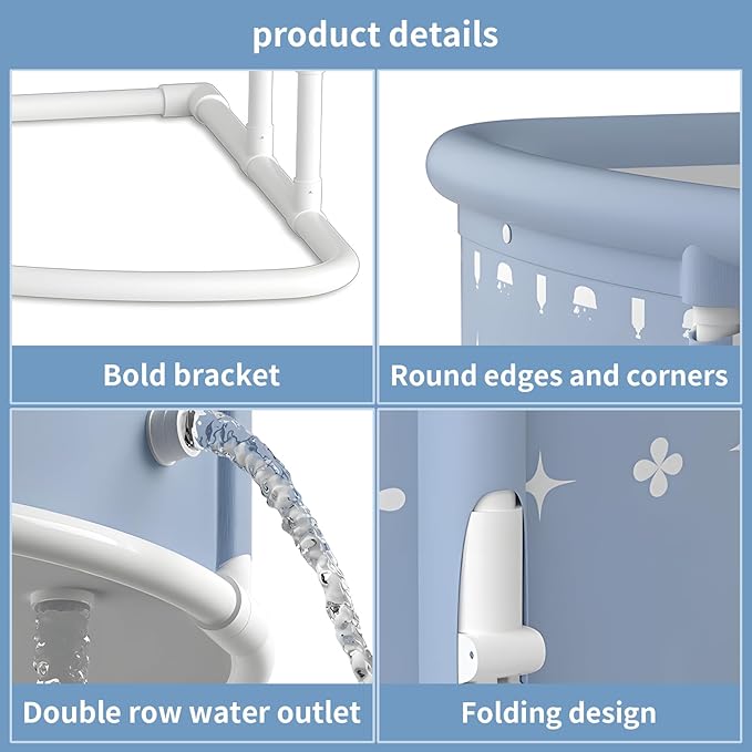 Foldable Bathtub for Adults, Portable Large PVC Collapsible Soaking Tub with Insulated Design, 29 Inch Fan-Shaped Shower Tub for Hot Baths and Cold Dips Recovery Therapy (Grey)