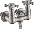 SUMERAIN Vintage Tub Faucet Wall Mount Tub Filler 3-3/8-Inch Center Two Cross Handles Brushed Nickel