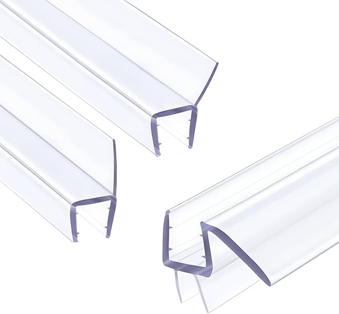Shower Door Seal Strip Kit 3 Packs, 2 PCS 80" Shower Door Side Seals and 1 PC 36" Shower Door Sweep Bottom Seal for 3/8" (10mm) Thick Glass Shower Door Polycarbonate
