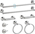 Newfun 8-Pieces 24" Bathroom Hardware Set, Bathroom Accessory Set, Includes 24" Adjustable Bath Towel Bar, Towel Rings Wall Mounted, Toilet Paper Holder, Robe Towel Hooks (Brushed Nickel)