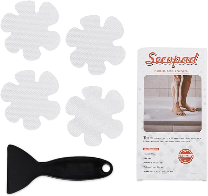Non-Slip Bathtub Stickers Safety Bathroom Tubs Showers Treads Adhesive Decals Scraper (White Snowflake)