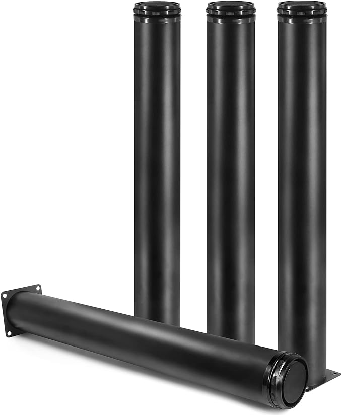 16 Inch Metal Furniture Legs Stainless Steel Adjustable Legs Black Metal Legs Round Cabinet Legs for Coffee Table Cabinet Desk Sofa Shelves, Pack of 4