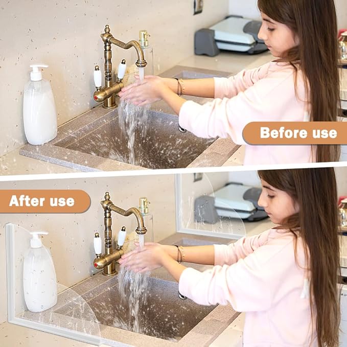Shower Splash Guard, Large Splash Guards for Bathtub, Self-Adhesive Shower Corner Splash Guard, to Keep Water in Shower or Bath, Pack of 2 (9.45 X 9.45 Inches)