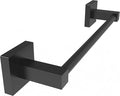 Ruacq Hand Towel Holder Towel Ring Black Center to Center 10inch Towel Bars Square Matte Black Bathroom Stainless Steel and Zinc Alloy Modern Wall Mounted Total Length 12 inch
