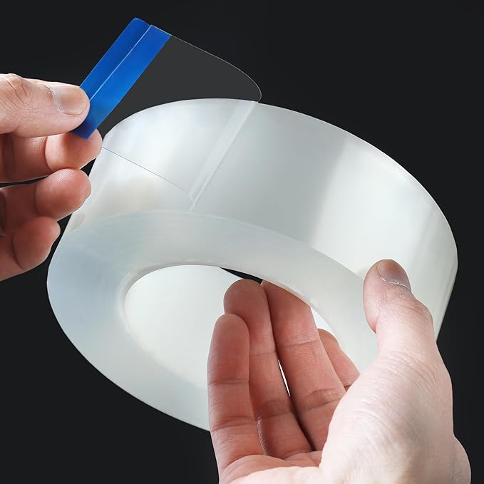 Transparent Weather Sealing Tape, Clear Draft Isolation Film Tape for Door Draft Stopper, Adhesive Tape for Doors, Windows and Shower Glass Gaps - No Residue (1.2 Inch x 66Ft)
