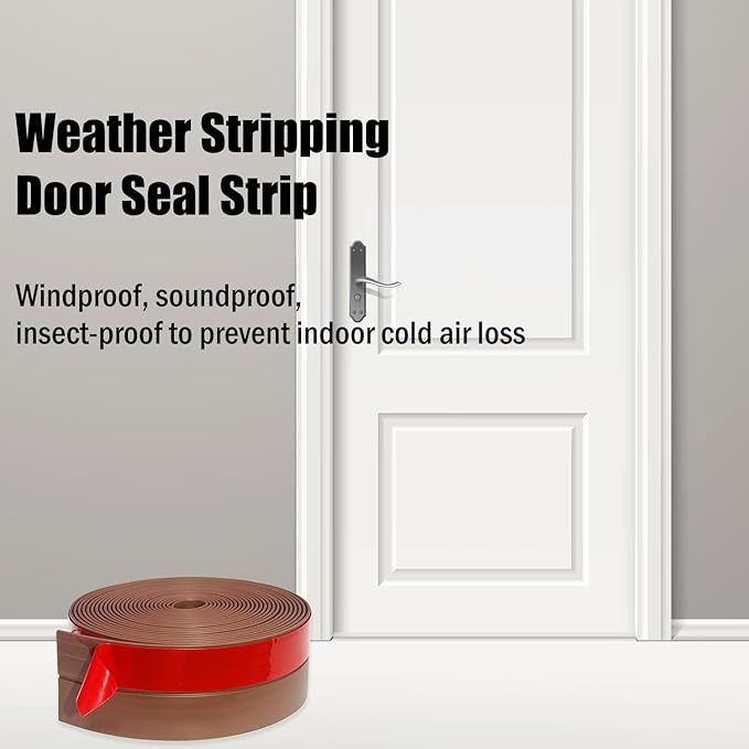 Wide Silicone Weather Stripping, 2 inch (W) x 20 Ft (L) Door Draft Stopper, Silicone Seal Strip for Doors Windows and Shower Glass Gap, Brown