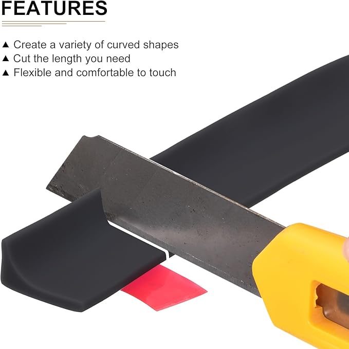 98"x0.8"x0.5" (LxWxH) Collapsible Shower Barrier Stopper - 1 Pack - Good for Bathroom Kitchen - L Shape Water Splash Guard Blocker - Black