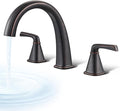 Brass Roman Gooseneck Tub Filler, Oil Rubbed Bronze Garden Tub Faucet Deck Mount Bath Faucet Set, 3 Hole High Flow with Valve & Hose, 12-20in Widespread