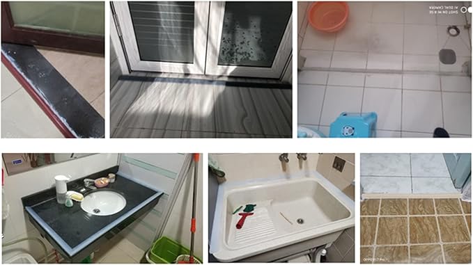 Bathroom Foldable Block water Stopper sealing strip shower threshold dam Self-adhesive silicone shower barrier (72 Inch)