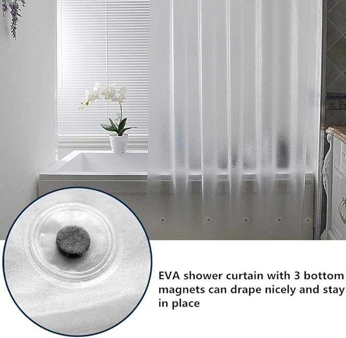 AooHome Shower Stall Curtain Liner for Small Size 54x72 Inch, 8G Eva RV Shower Curtain Frosted Pattern, Narrow Standing Single Water Repellent Shower Liner, Semi Transparent