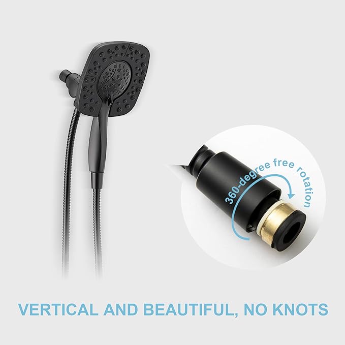 OFFO Shower Hose, Kink Free Stainless Steel Shower Hose Attachment Electroplating Handheld Shower Head Hose Flex Hoses Extension with Brass Insert & Nut for Pet Bathing Cleaning 80 in, Matte Black