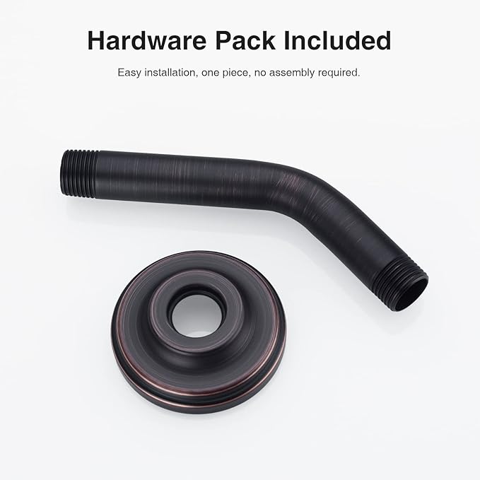 Angled Shower Arm with Flange ORB 6 Inch Stainless Steel Wall Mounted Extension Arm for Top Shower Head, Oil Rubbed Bronze (SA-606ORB)
